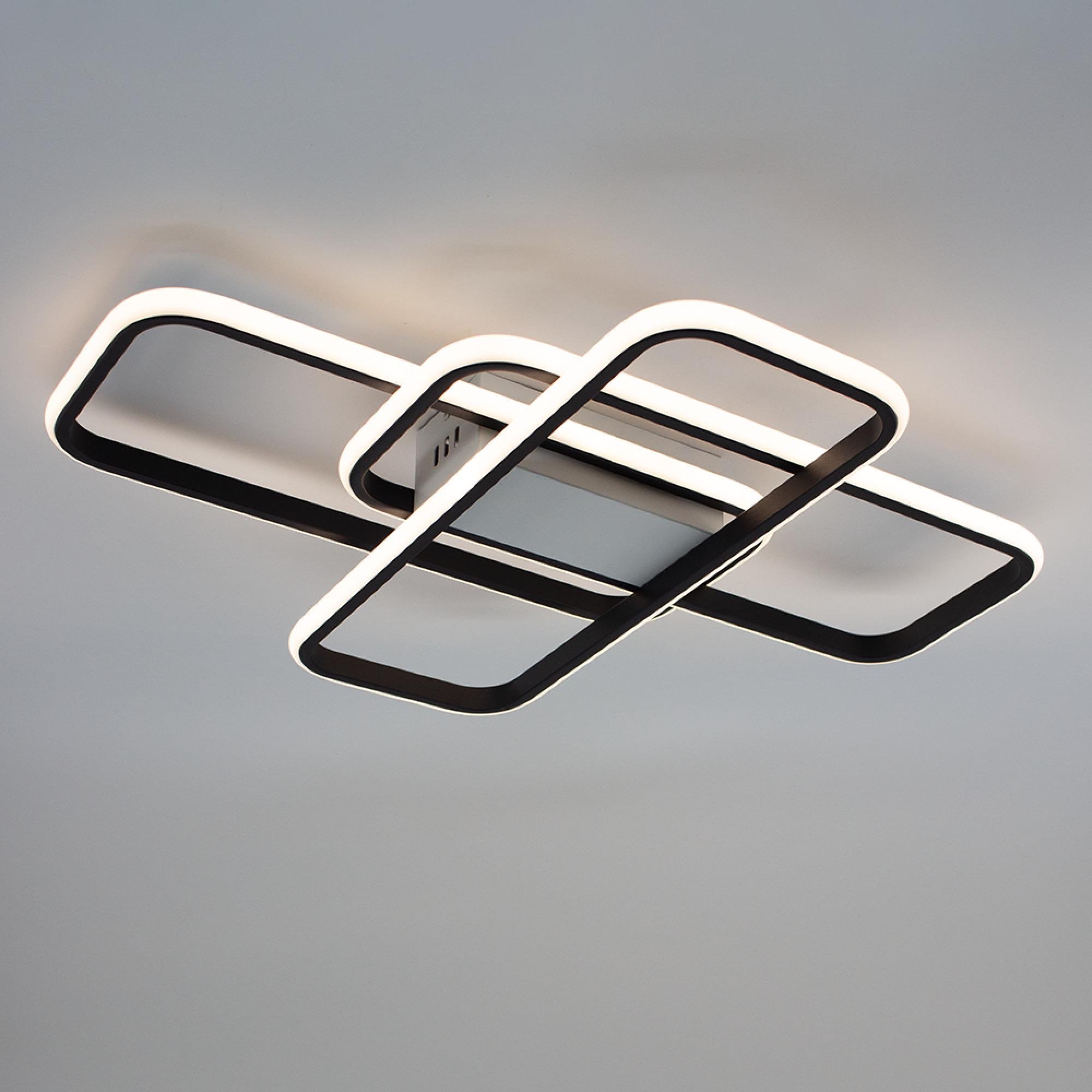 Люстра ESLLSE SVEN 3SQ с пультом 90W 635x478x75 мм Черно-белый (10568)