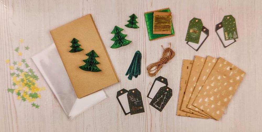 Набір для пакування подарунків Crelando 15 пр. Зелений