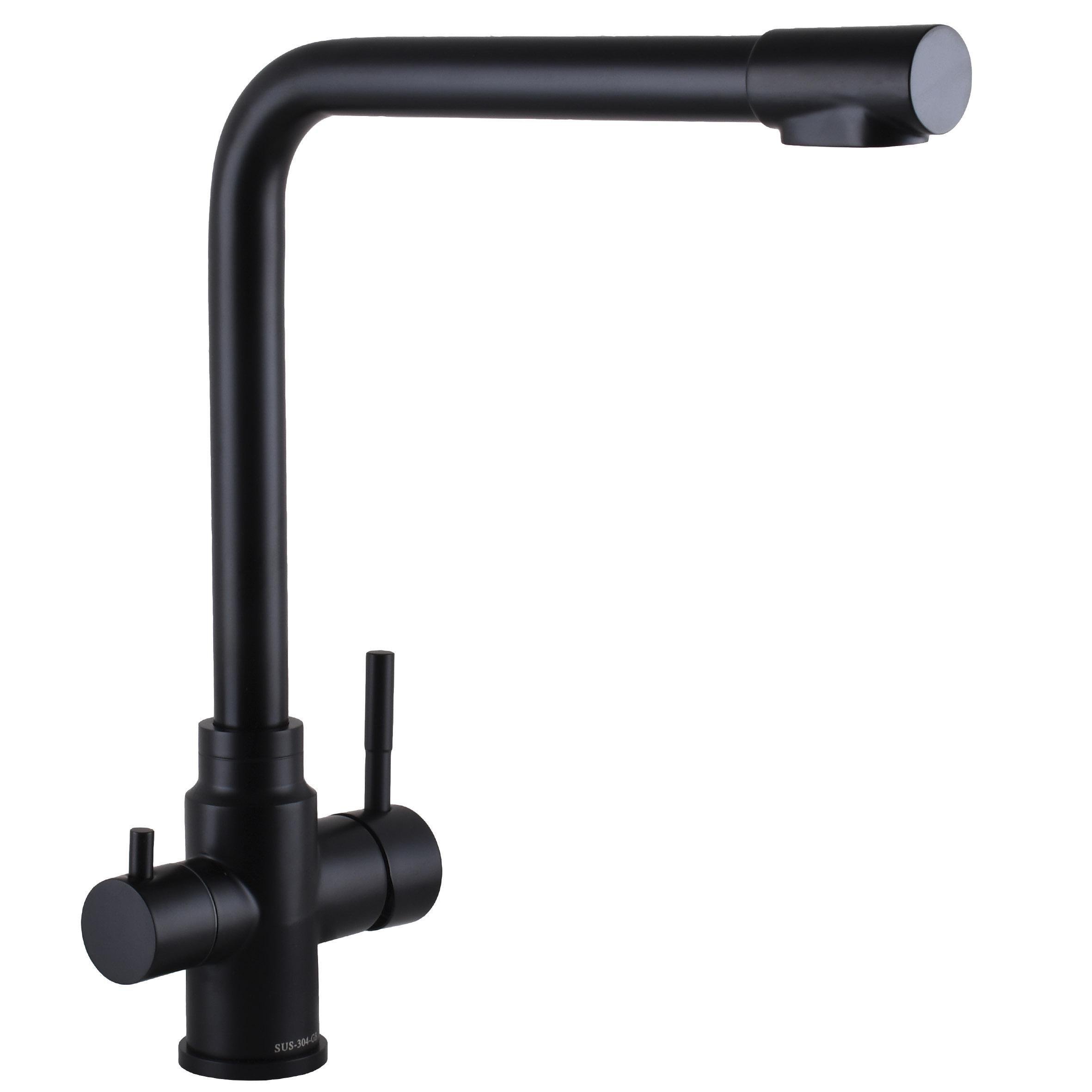 Кран на кухню Globus Lux с подключением к осмос-фильтру Черный матовый (22605)