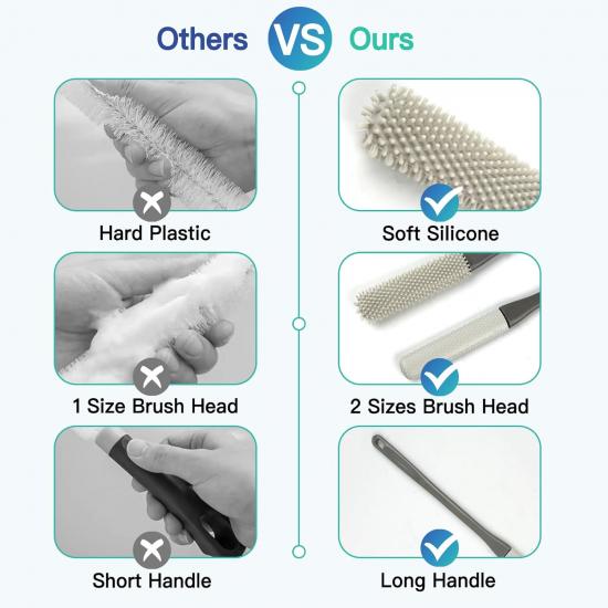 Щітка масажна для душу з довгою ручкою двостороння 38 см Grey (128624) - фото 4 Щітка масажна для душу з довгою ручкою двостороння 38 см Grey (128624) - фото 4