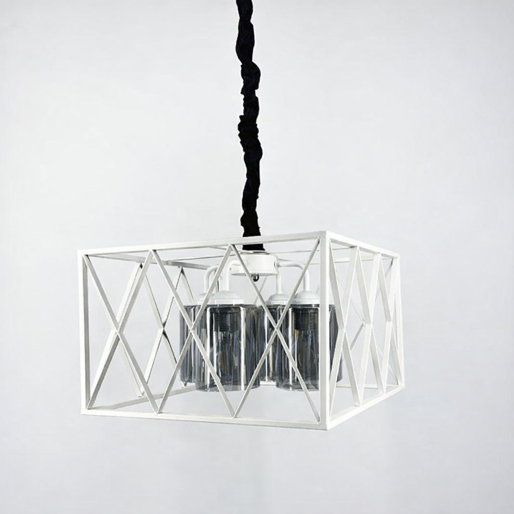 Люстра сдержанная в металлическом каркасе на 4 Графитовых плафона Белый (1089/4 WT 2)