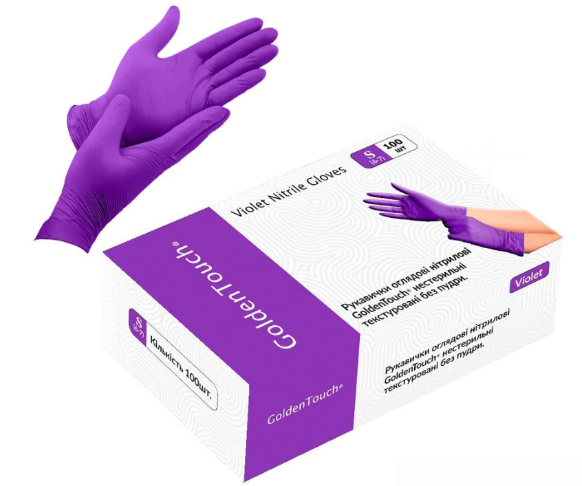Рукавички нітрилові Golden Touch 3.7 г нестерильні текстуровані S 50 пар (HFN-122352S) - фото 1 Рукавички нітрилові Golden Touch 3.7 г нестерильні текстуровані S 50 пар (HFN-122352S) - фото 1