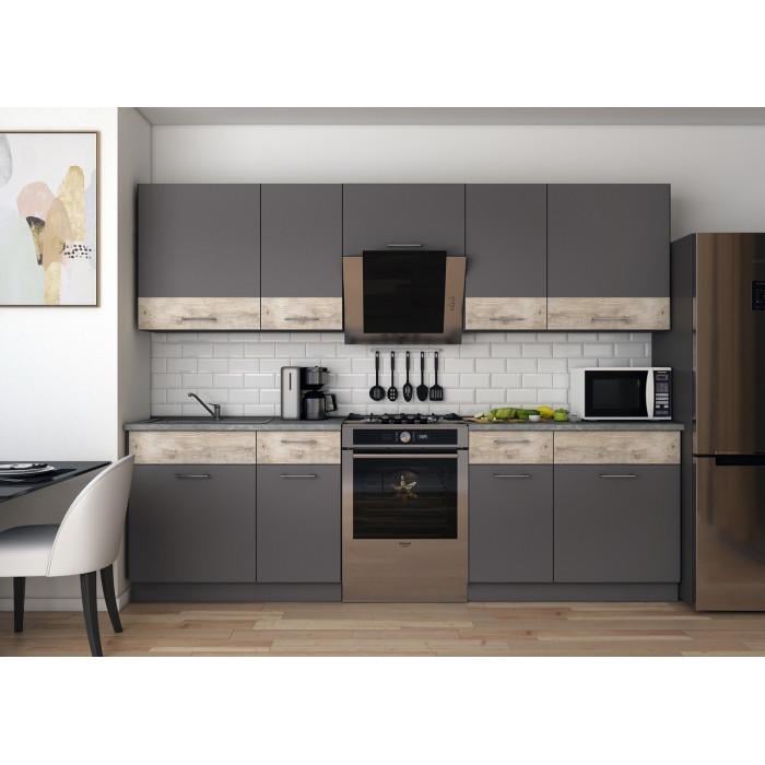 Кухня модульная Лея DRS-011379 260х60х250 см Графит/Дуб клондайк (81000013)