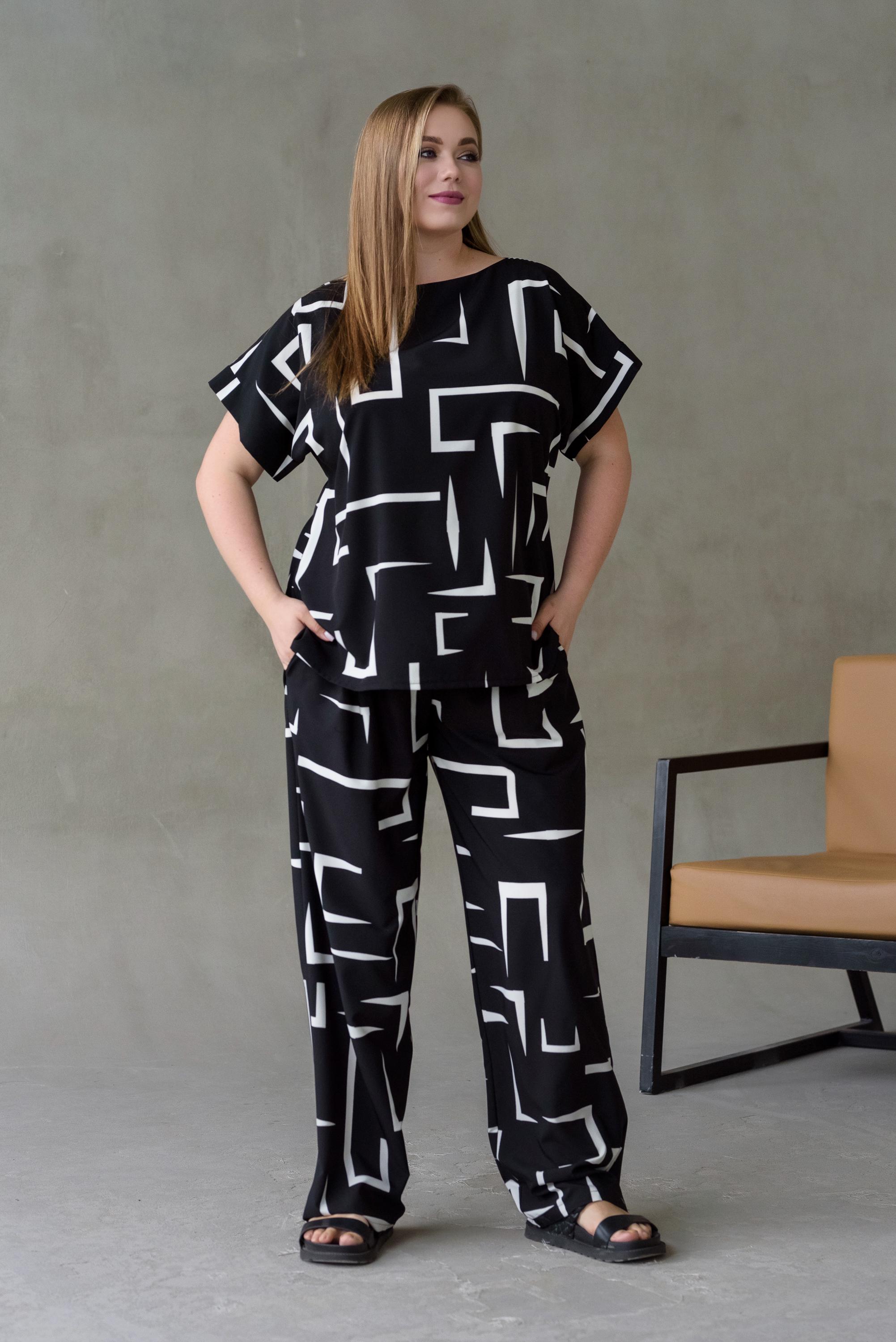 Костюм женский штапельный Альмина р. 56 Черный (26866371) - фото 2