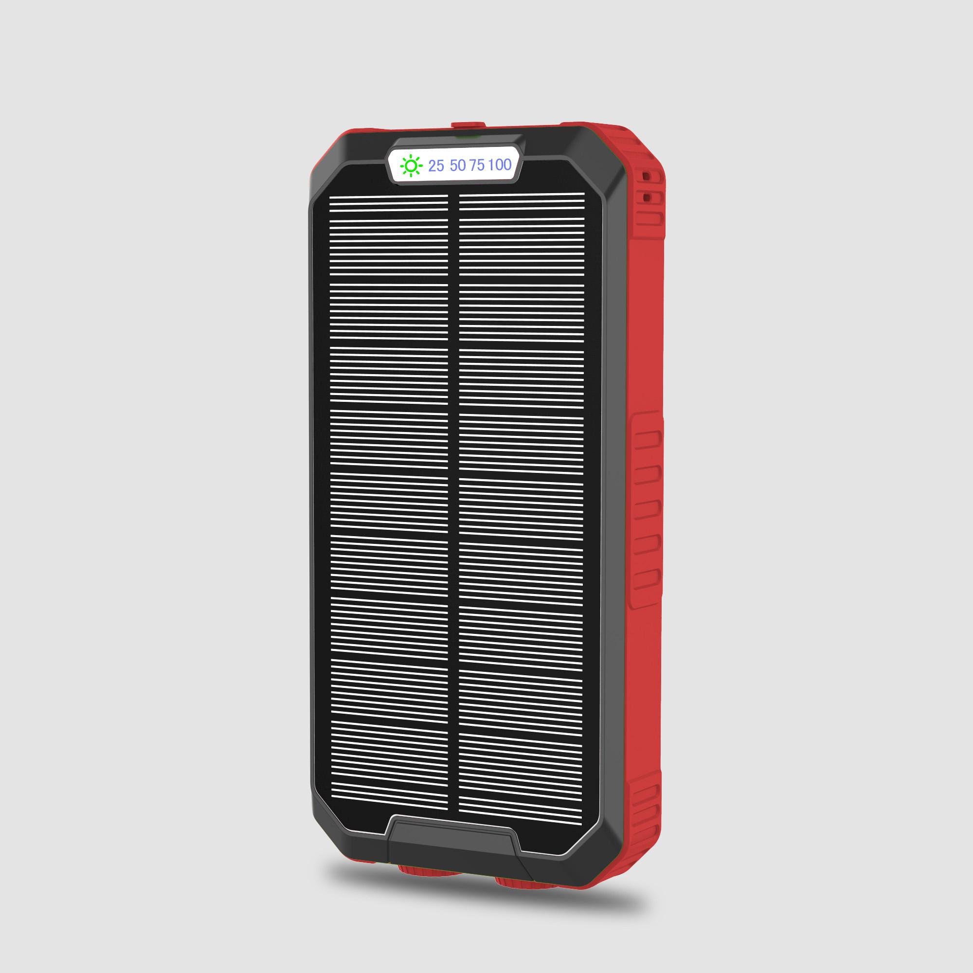 Повербанк с солнечной панелью VHG DN49 Wireless Solar Power Charger 30000 mAh Red