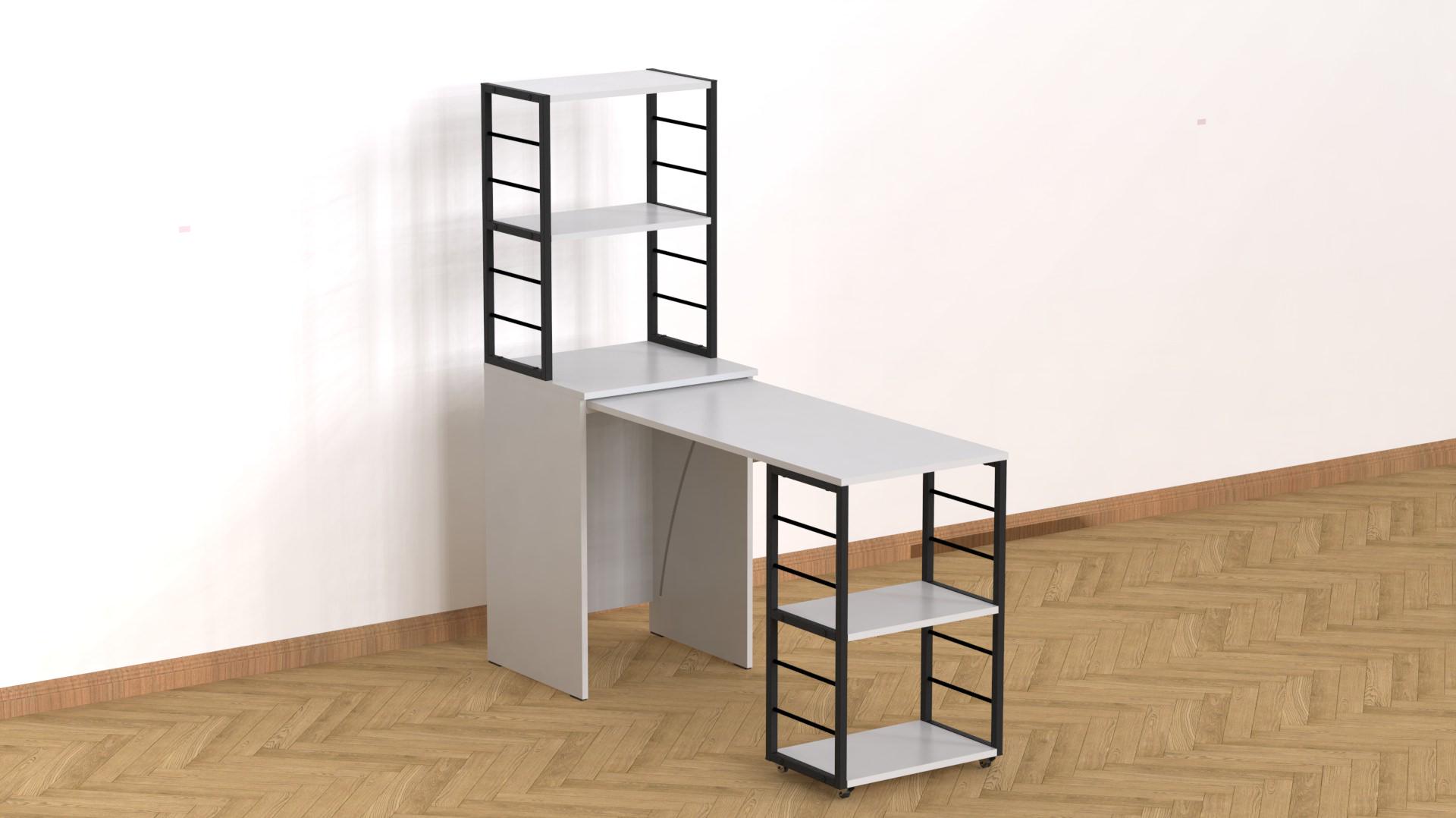 Стіл-тумба трансформер Ferrum-decor Смарт 3/2 з етажеркою метал/ДСП 16 мм 1430x1450x600 мм Чорний/Білий (FRD-105116) - фото 10 Стіл-тумба трансформер Ferrum-decor Смарт 3/2 з етажеркою метал/ДСП 16 мм 1430x1450x600 мм Чорний/Білий (FRD-105116) - фото 10