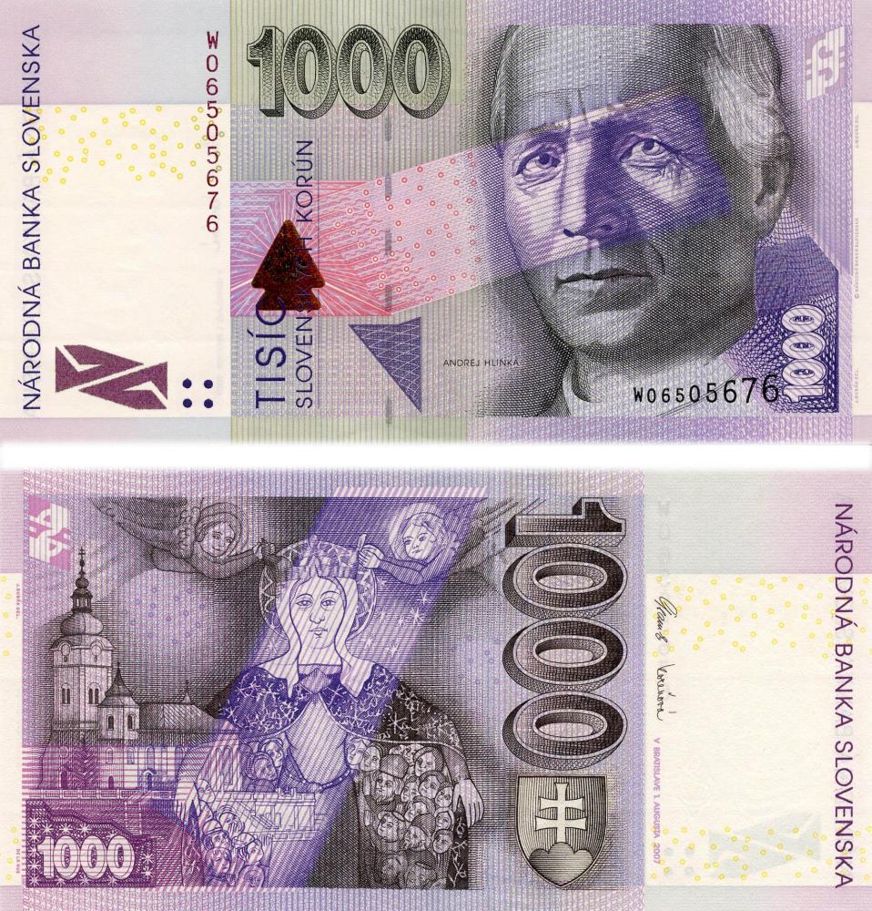 Колекційна банкнота Словаччина 1000 крон 2007 UNC P47b (Б06235)