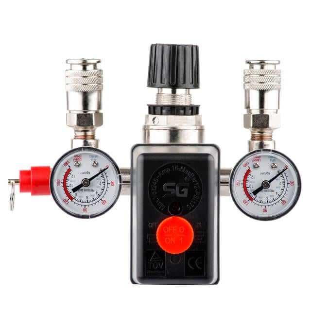 Пресостат Intertool 2 манометри запобіжний клапан два виходи (PT-9094)