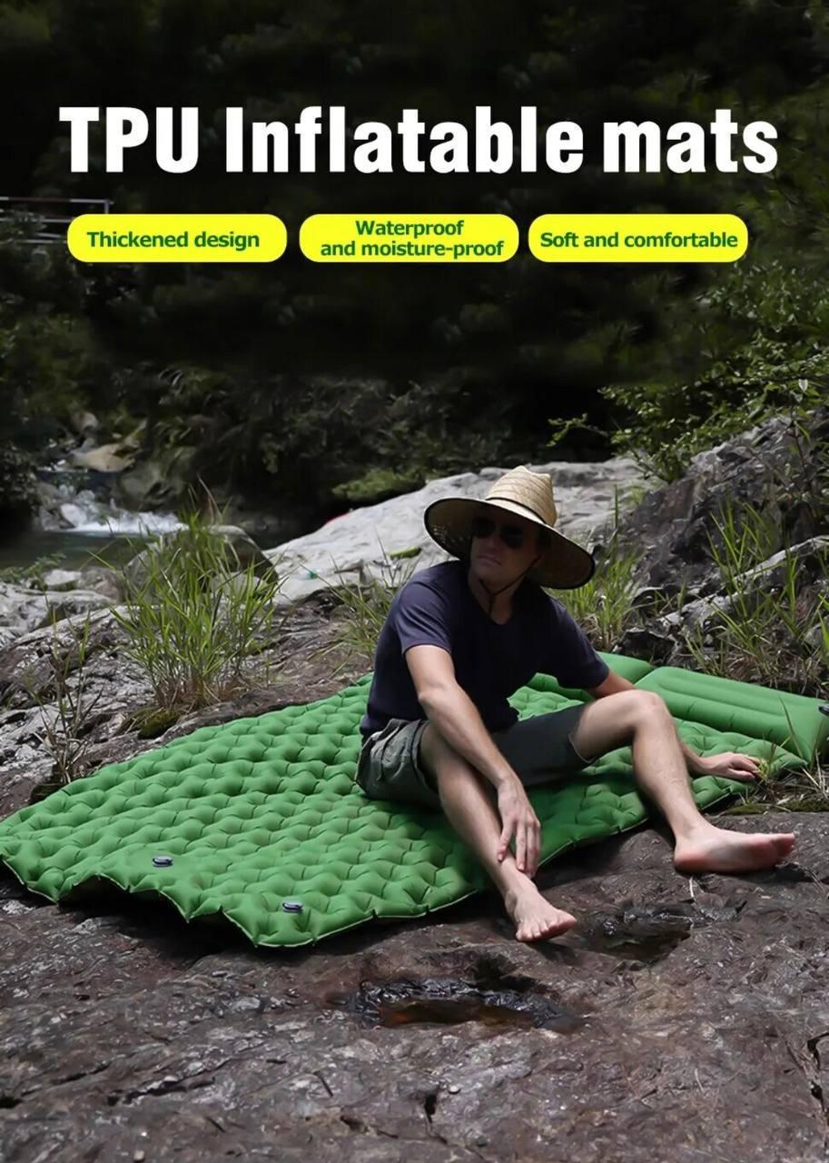 Килимок надувний двухспальний з вбудованим насосом та подушками Green (5gj-itb-hnk) - фото 3 Килимок надувний двухспальний з вбудованим насосом та подушками Green (5gj-itb-hnk) - фото 3