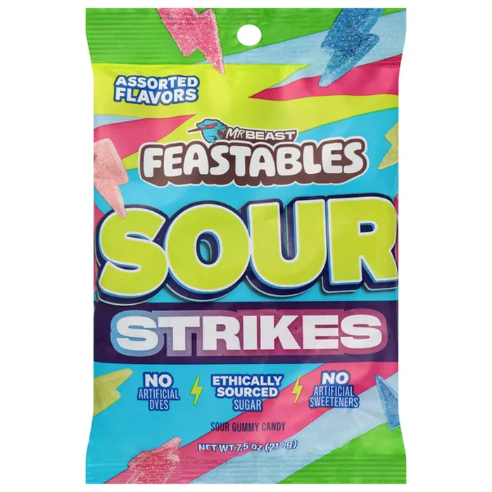 Мармелад Feastables Sour Strikes Assorted Flavors 212 г (yjtunrhgt)