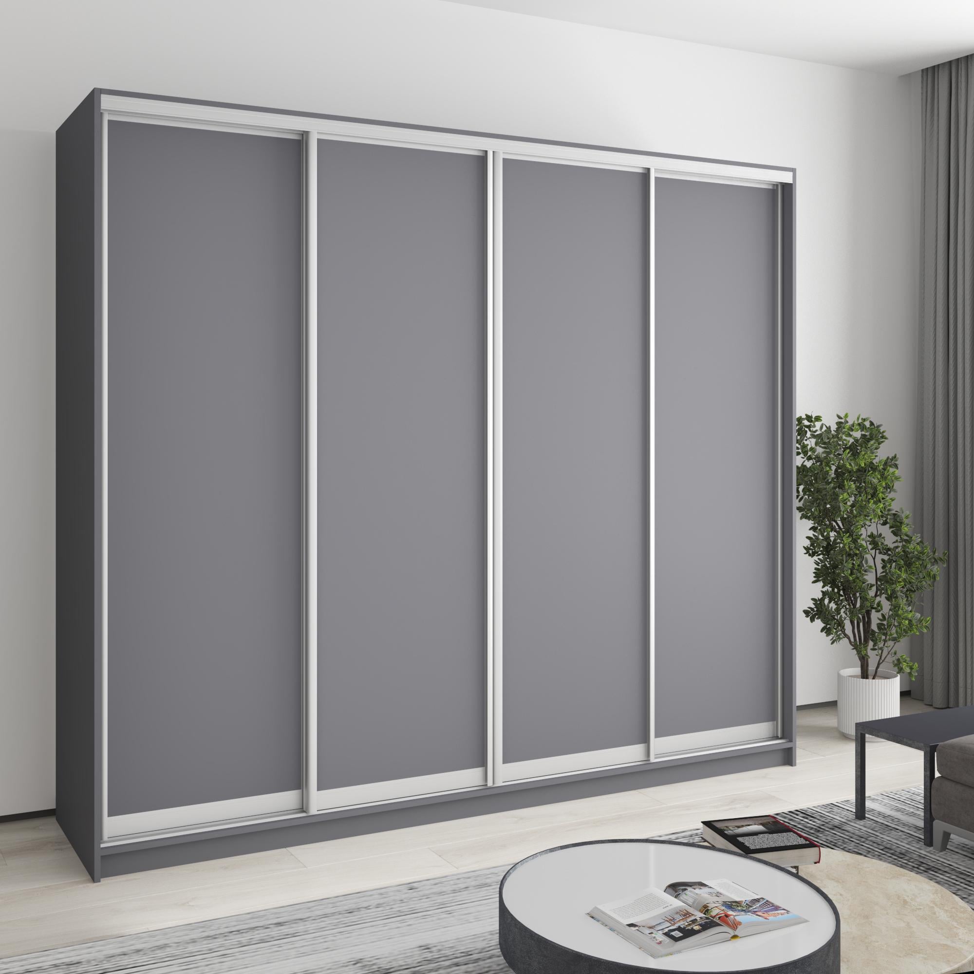 Шкаф-купе четырехдверный MebelStar Стандарт AL 4 ДСП 240x60x210 см Антрацит (MBS-12181)