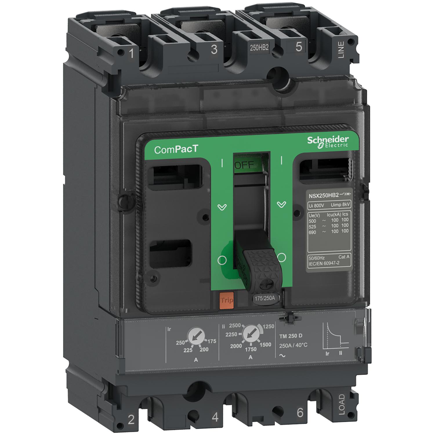 Автоматический выключатель Schneider Electric NSX250N 3P 250А 50кА с расцепителем TM-D (C25N3TM250)