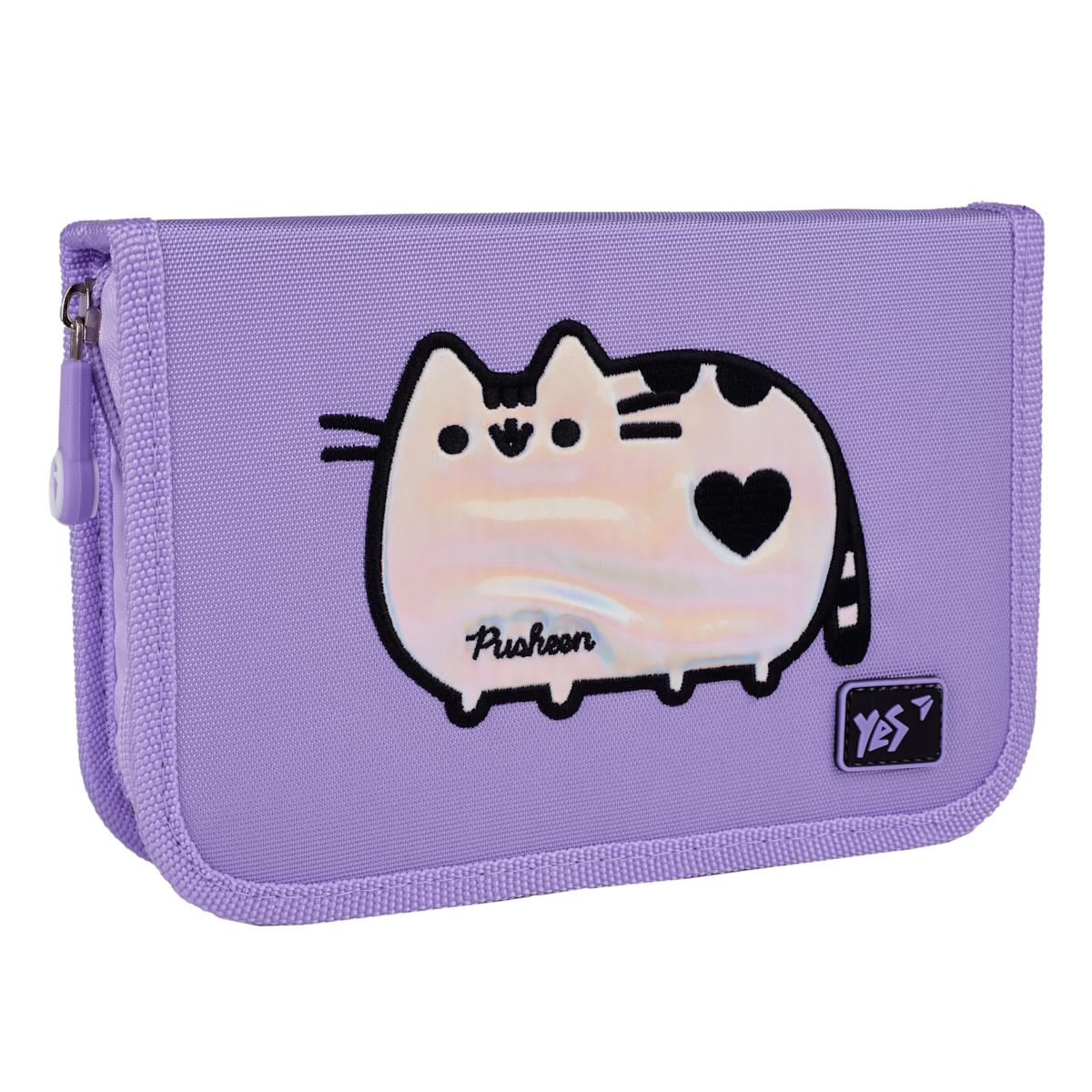 Пенал твердый одинарный с двумя клапанами YES Pusheen Shiny HP-04