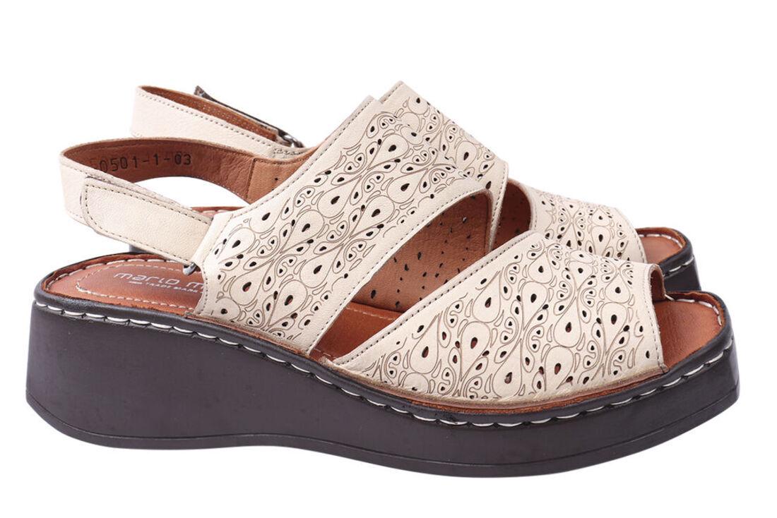 Босоножки женские Mario Muzi из кожи на платформе с открытой пятой р. 41 Бежевый (586-21LBC)