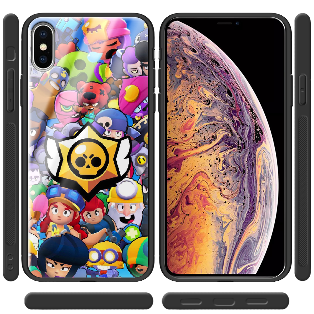 Чехол Boxface iPhone XS Max Brawl Stars Черный силикон со стеклом (35321-up2389-37735) - фото 2