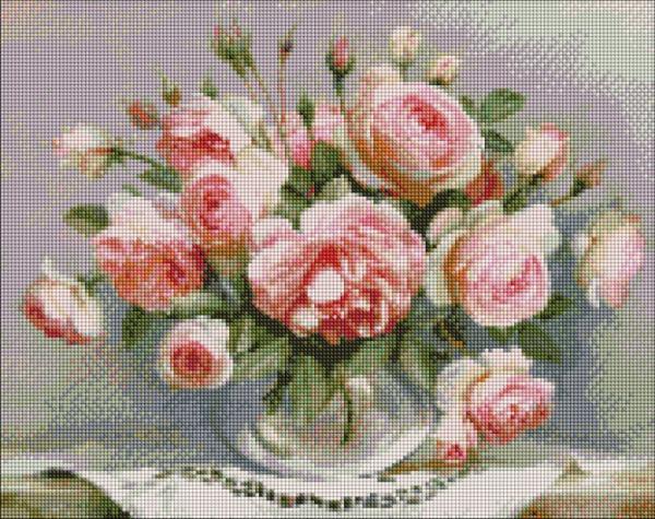 Алмазная мозаика Идейка Розы в стеклянной вазе 40х50 см (AMO7150)