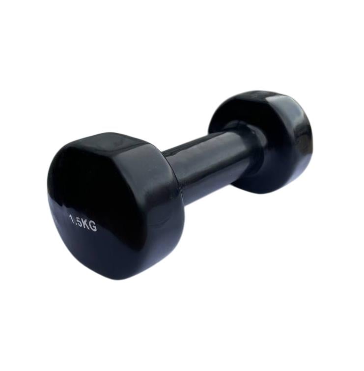 Гантель для фітнесу Generation Fitness FF51D3B з вініловим покриттям 1,5 кг Чорний (FF51D3B-1.5kg black)