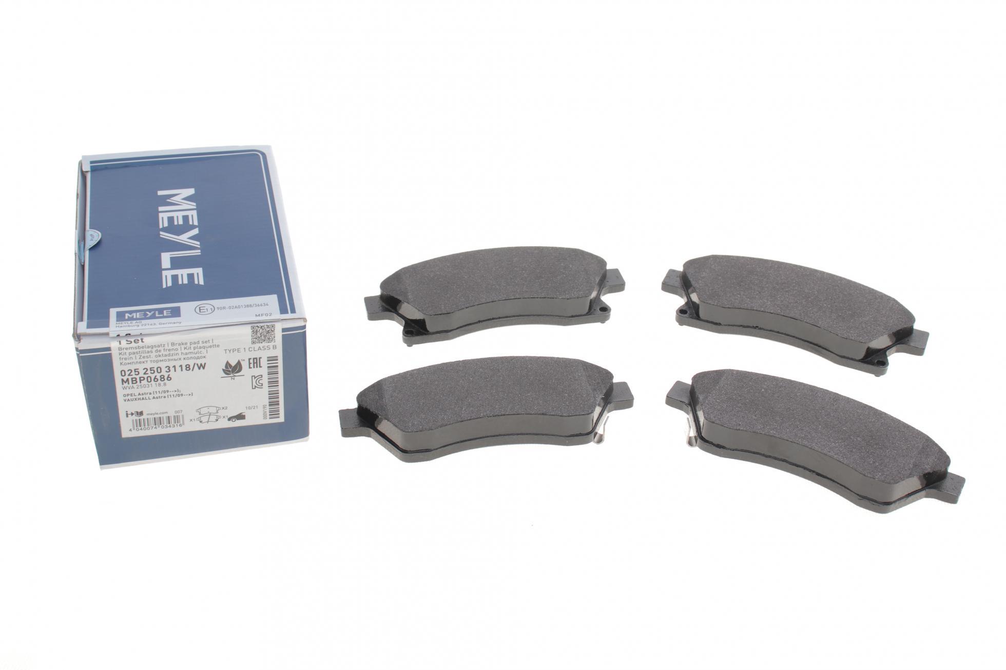 Тормозные колодки передние Meyle для Chevrolet Aveo 11-/Opel Astra J 09- (025 250 3118/W)