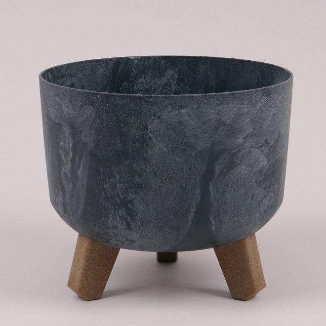 Горшок пластмассовый Flora GRACIA BETON EFFECT на ножках 20 см Антрацитовый (93435)