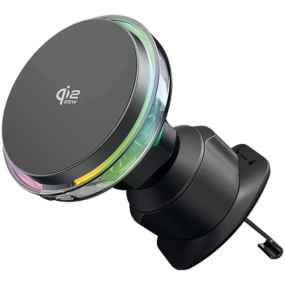 Автомобільний тримач з бездротовою зарядкою Proove Light Crystal Qi2.2 25W Magnetic Ring Чорний (WHLC25002003)