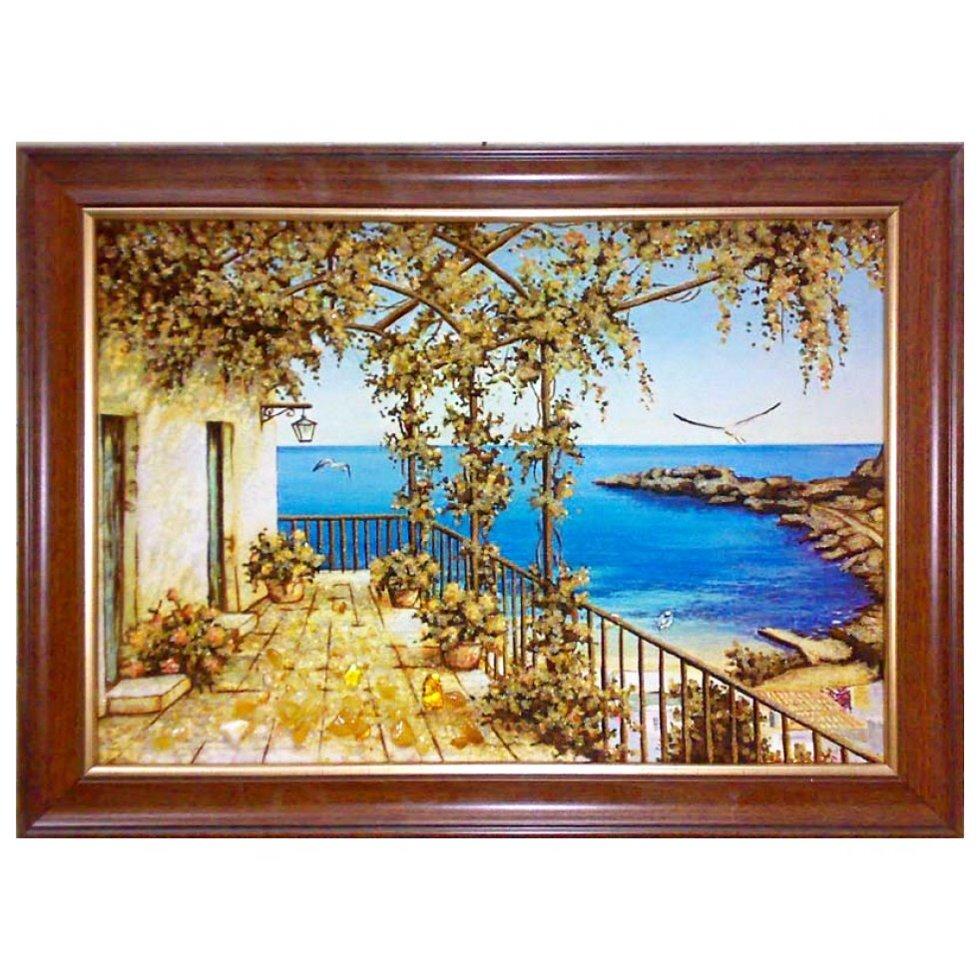 Картина С видом на море из янтаря 30х40 см (К0169-30х40)