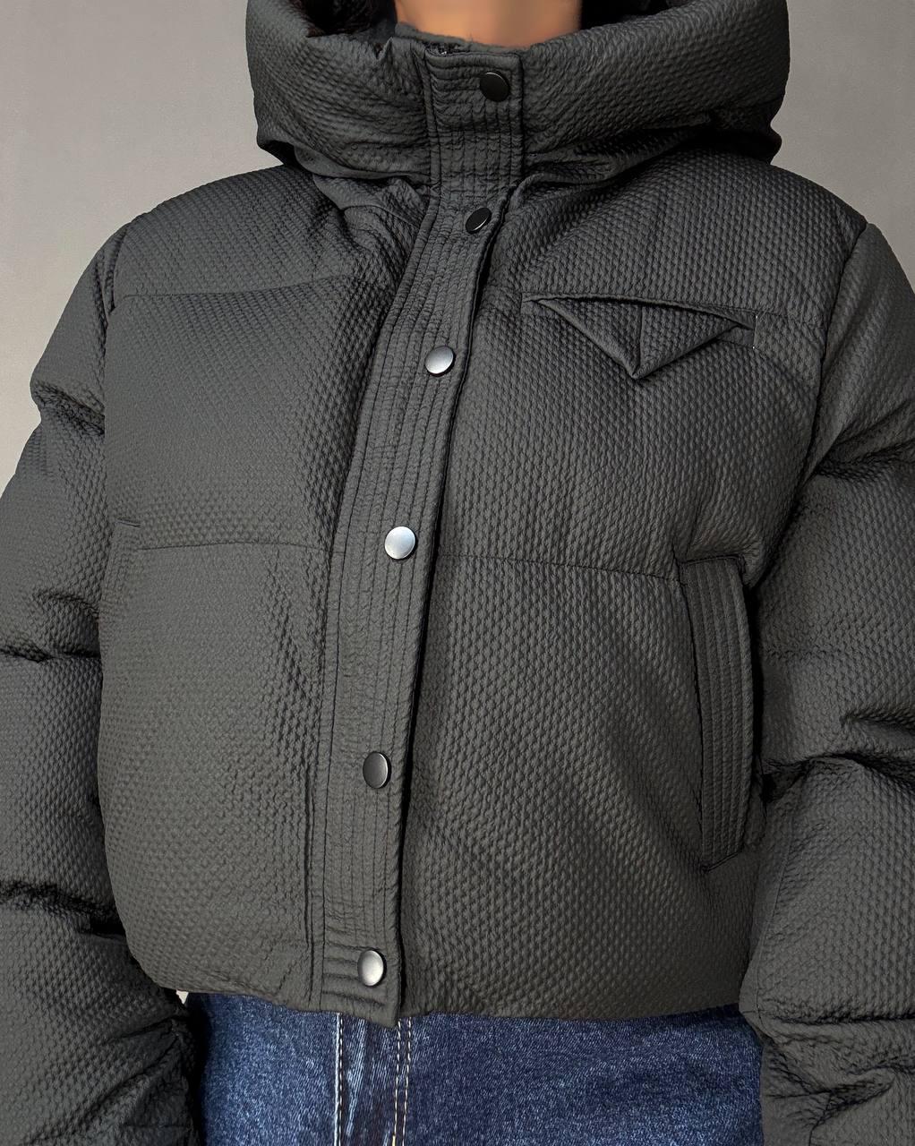 Куртка женская LADY YEP 10039 вафельная пуффер оверсайз с капюшоном р. 42 Черный (4887) - фото 7 Куртка женская LADY YEP 10039 вафельная пуффер оверсайз с капюшоном р. 42 Черный (4887) - фото 7