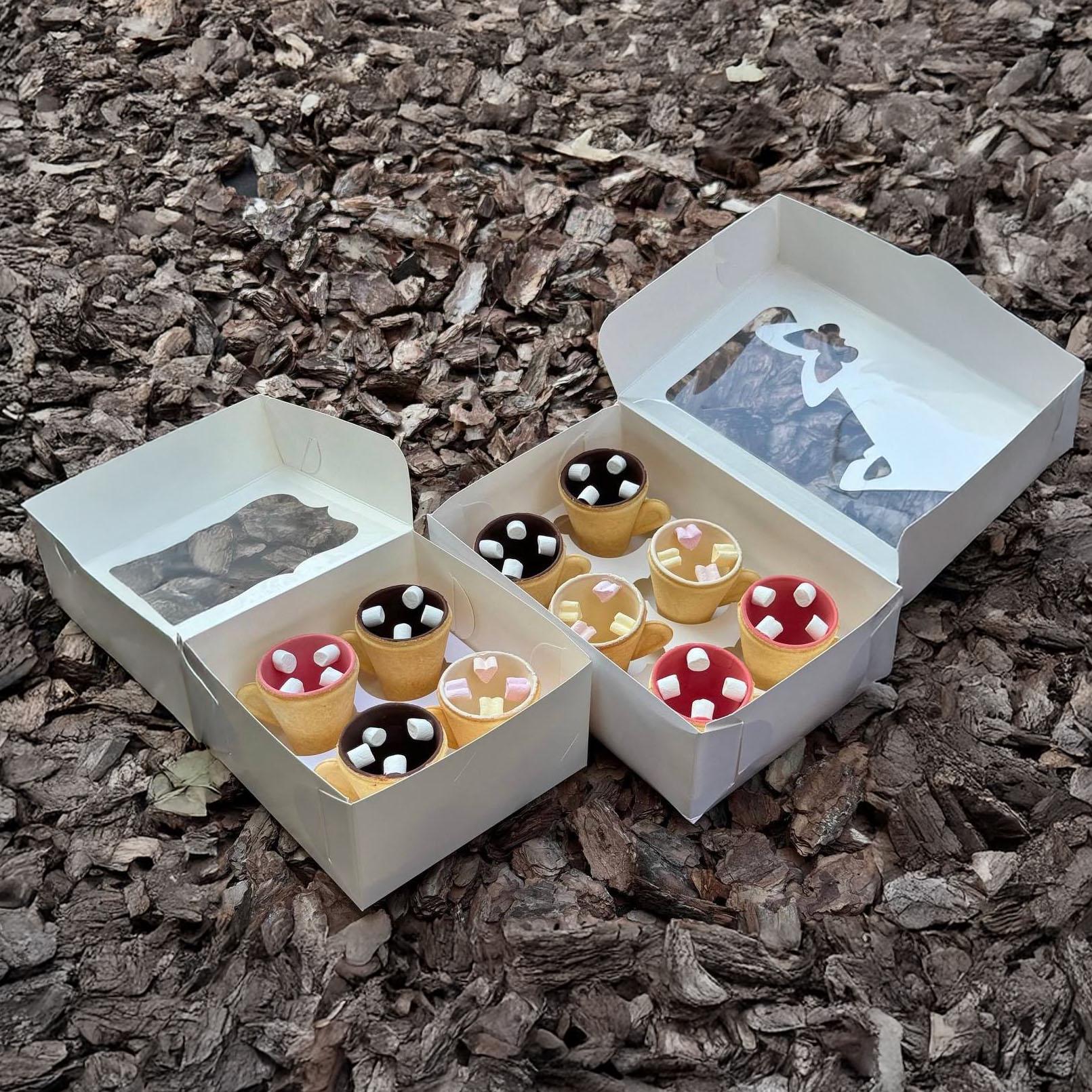 Подарочный набор 10 шт. съедобных чашек с маршмеллоу на Новый год/Рождество/Николая печенье/шоколад/маршмеллоу для горячих напитков (Е500137(10)