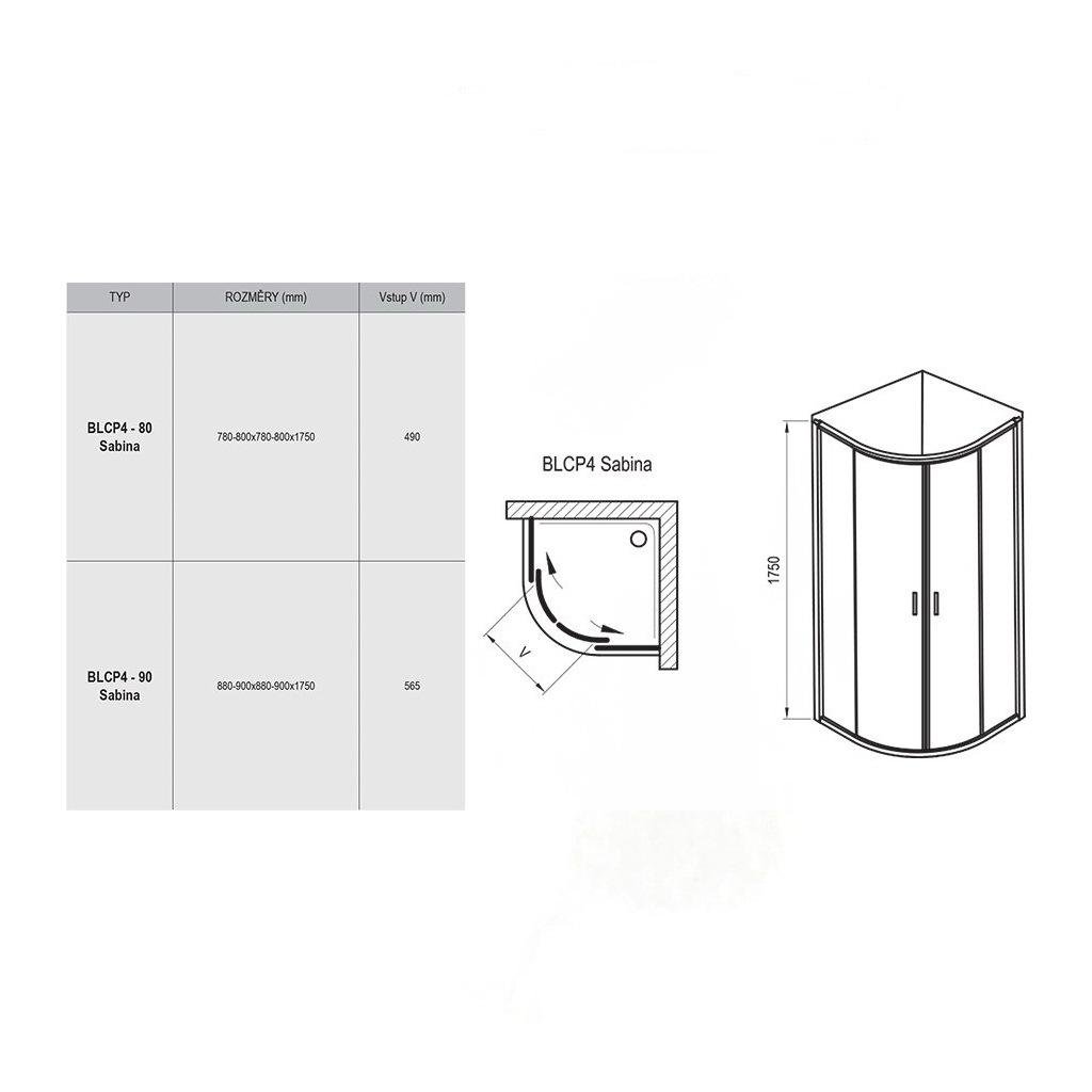 Душова кабіна Ravak Blix BLCP4 Sabina 3B270C40ZG 90x90x175 см Хром (90509) - фото 2