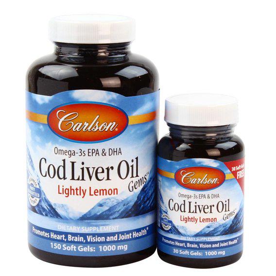 Жир из печени трески Carlson Labs Cod Liver Oil 150+30 Caps Lemon