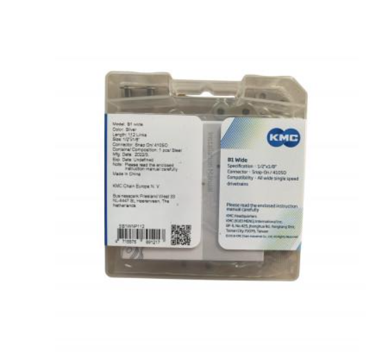 Цепь на велосипед KMC B1 Wide односкоростная 1/2"x3/32" 112 звеньев с замком Silver (BB1NNP112) - фото 2
