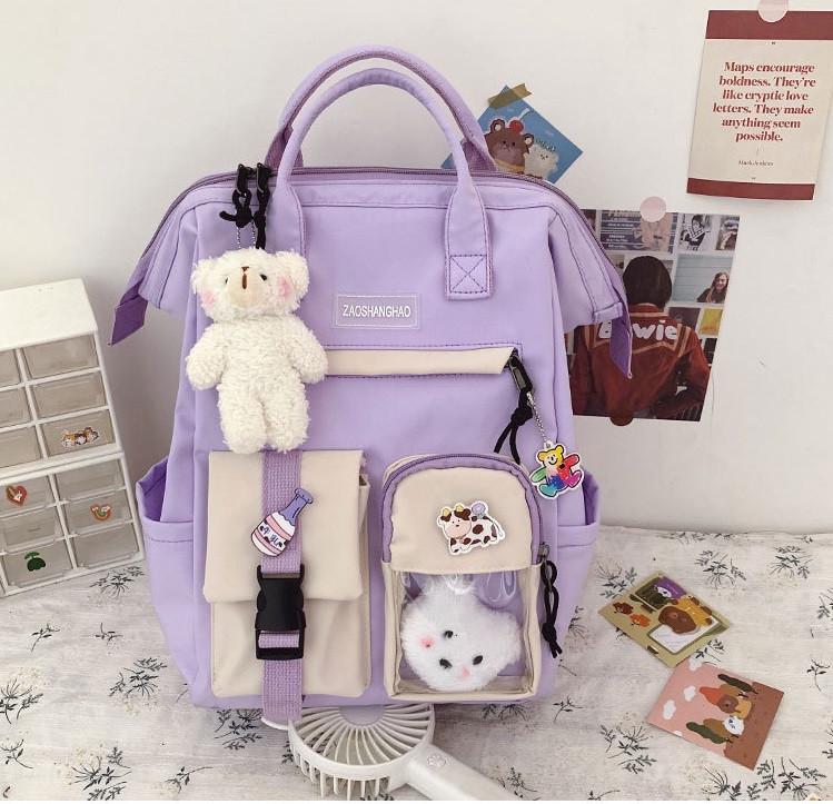 Шкільний рюкзак для дівчинки 5-11 класу в наборі зі значками Education Бузковий (964538549) - фото 3 Шкільний рюкзак для дівчинки 5-11 класу в наборі зі значками Education Бузковий (964538549) - фото 3