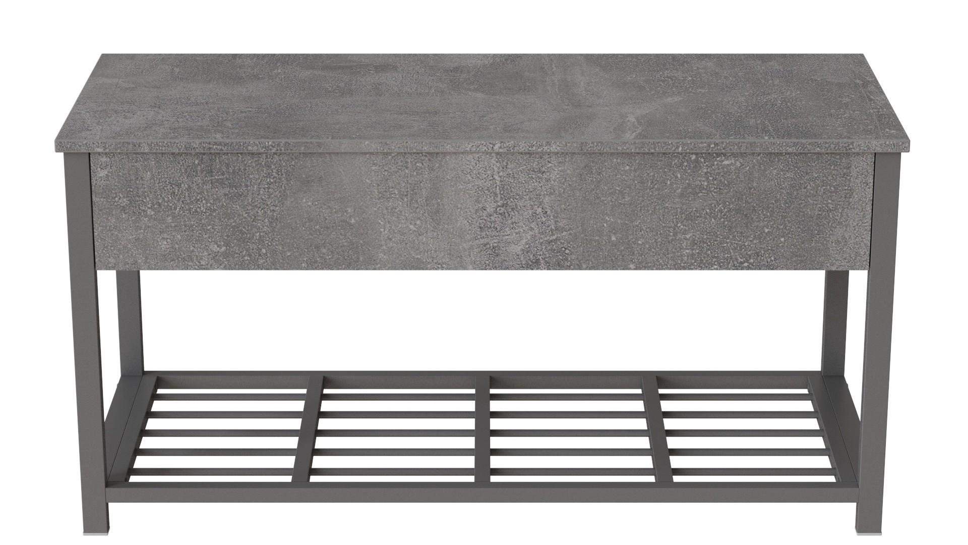 Банкетка с ящиком Ferrum-decor Дрейк 1 металл/ДСП 16 мм 550x1000x400 мм Серый/Бетон (FRD-103065)