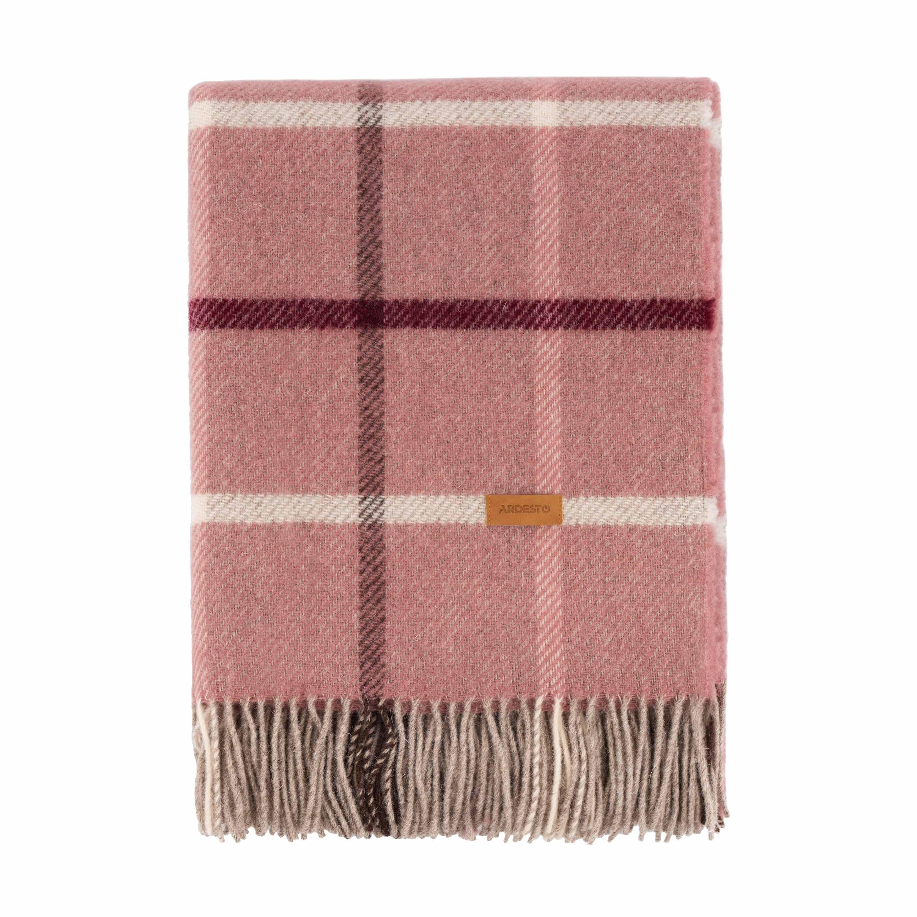 Плед Ardesto Leonardo Alpina клетка шерсть 140x200 см Розовый (ART0701LM)