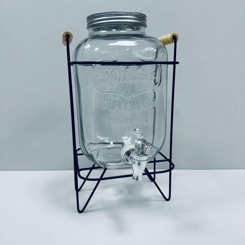 Лимонадник для напитков S&T 3424 стеклянный с металлической крышкой на подставке 5 л (2569001330) - фото 2