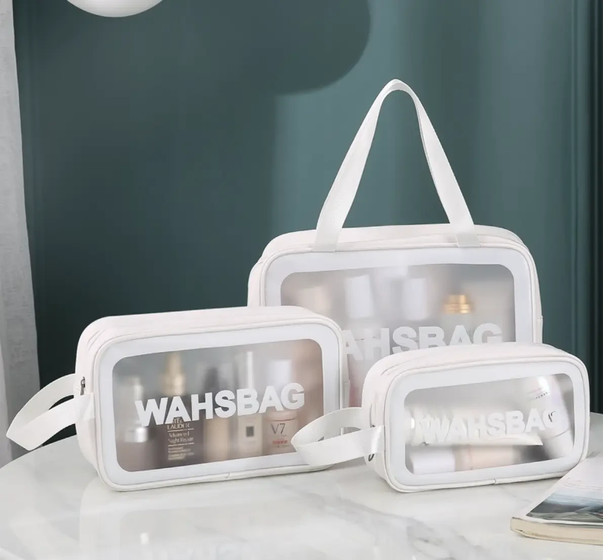 Комплект косметичок-органайзерів 3в1 водонепроникний прозорий Білий (2449070801) - фото 1