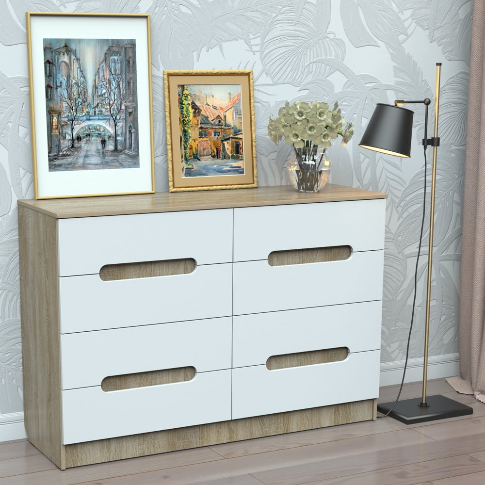 Комод Тиса Мебель 341 Дуб сонома/Белый (9003141) Комод Тиса Мебель 341 Дуб сонома/Белый (9003141)