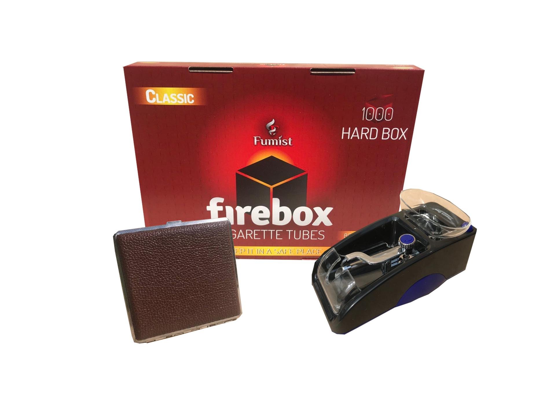 Комплект електрична машинка Firebox Gerui 12-005 металевий портсигар та гільзи 1000 шт. (1567) - фото 1