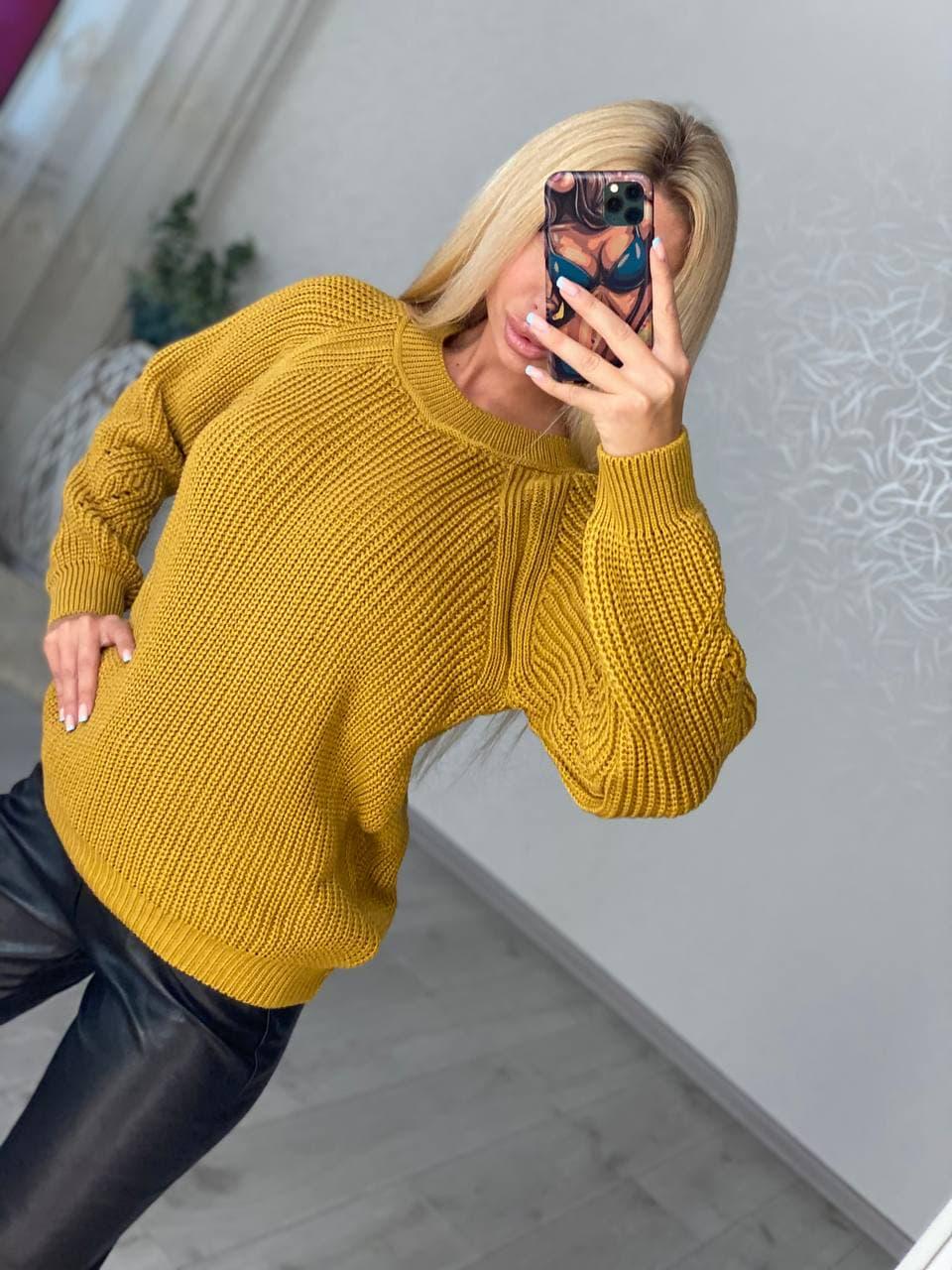 Светр жіночий Соня оверсайз р. 48 Гірчичний (222-нс) - фото 6 Светр жіночий Соня оверсайз р. 48 Гірчичний (222-нс) - фото 6