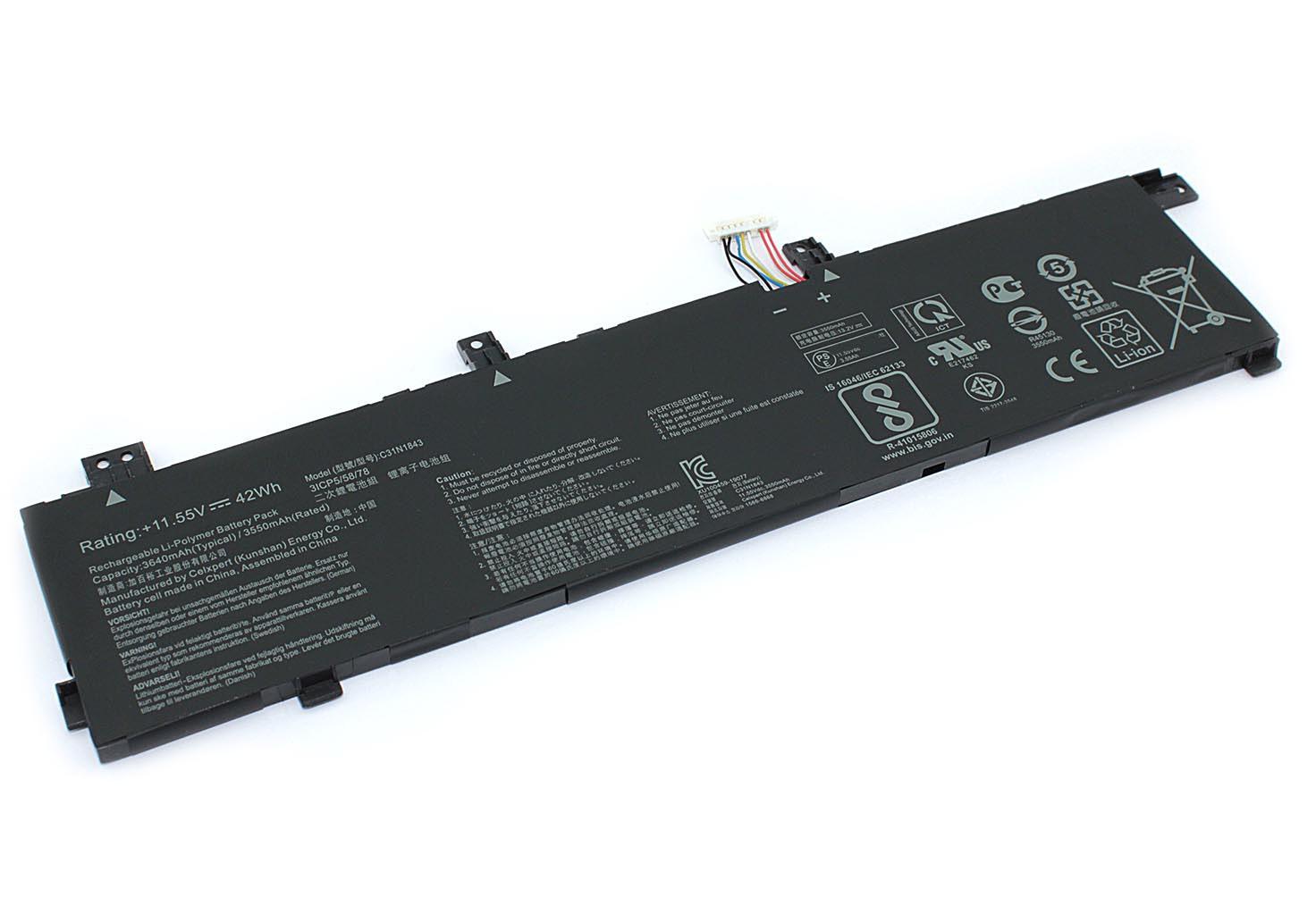 Аккумулятор для ноутбука Asus C31N1843 VivoBook S14 S432 11,55 V 3550 mAh Аккумулятор для ноутбука Asus C31N1843 VivoBook S14 S432 11,55 V 3550 mAh