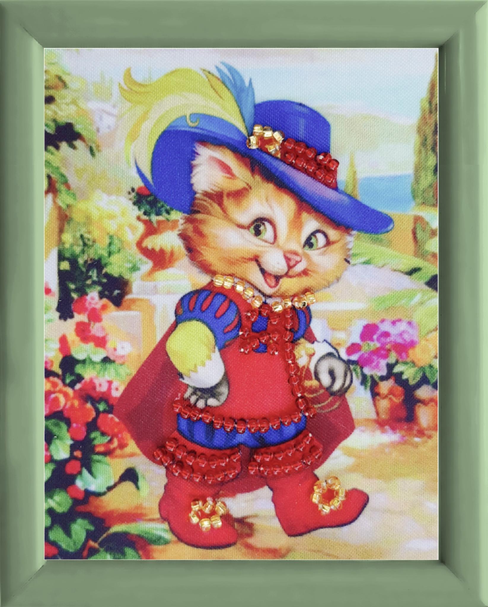 Схема для вишивки бісером BUTTERFLY СМ107 Кіт у чоботях 9х7 см (СМ107)