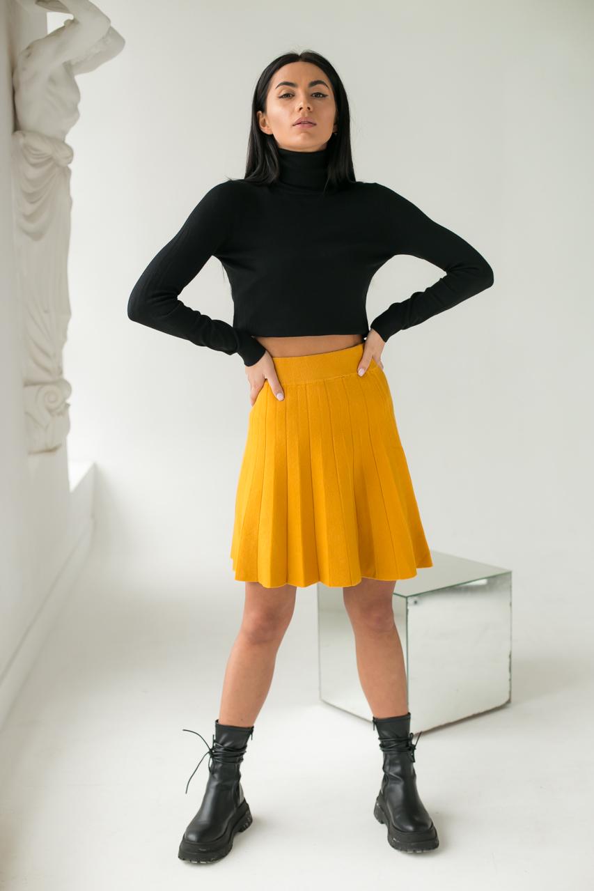 Юбка клеш Ebelieve L/XL Горчичный (9505990) - фото 3