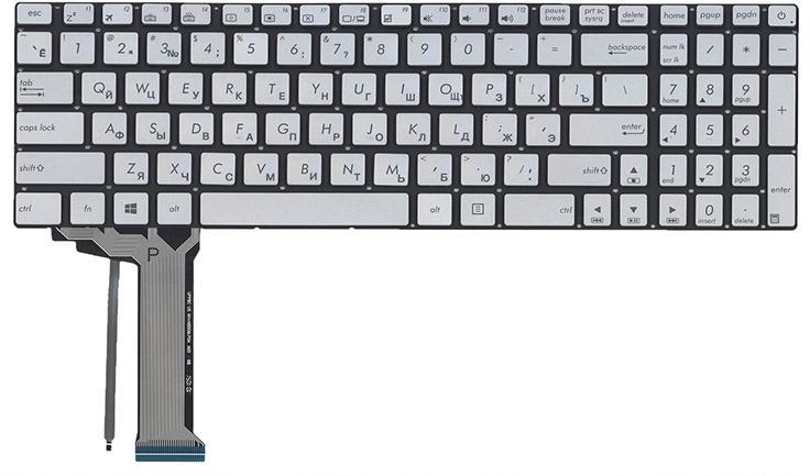 Клавиатура для ноутбука Asus R555/R555ZU с подсветкой клавиш матовая (0KNB0-662BRU00)