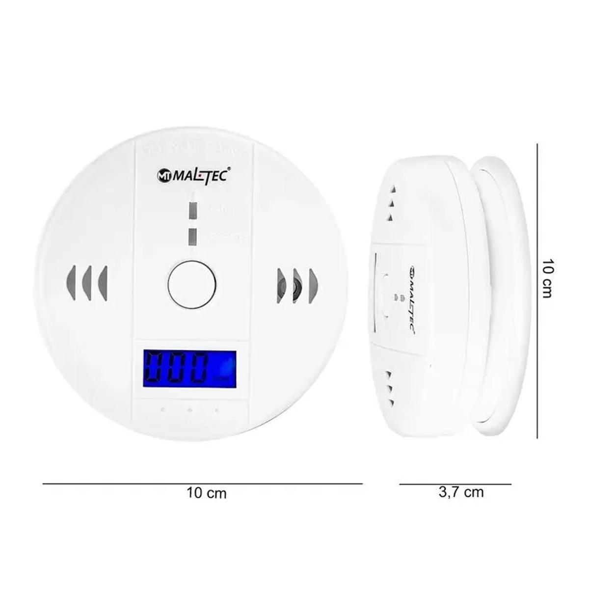 Датчик чадного газу Maltec SafeSensor1000 110643 на батарейках АА РК-дисплей 10х10х3,7 см Білий - фото 3