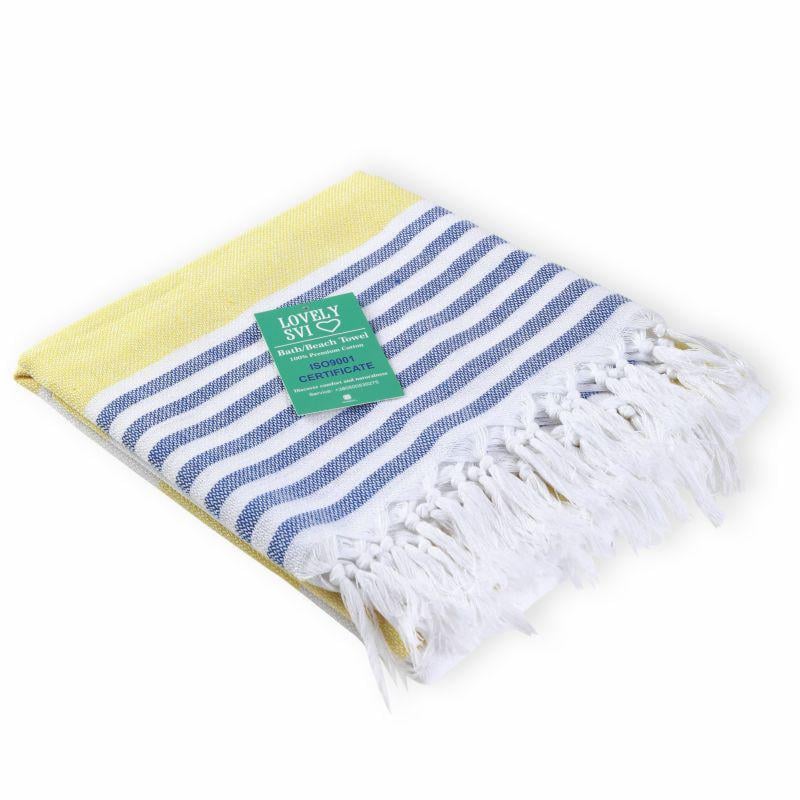 Рушник пештемаль Lovely Svi бавовна XХL 100x180 см Yellow/Blue Stripes (8032025) - фото 1 Рушник пештемаль Lovely Svi бавовна XХL 100x180 см Yellow/Blue Stripes (8032025) - фото 1