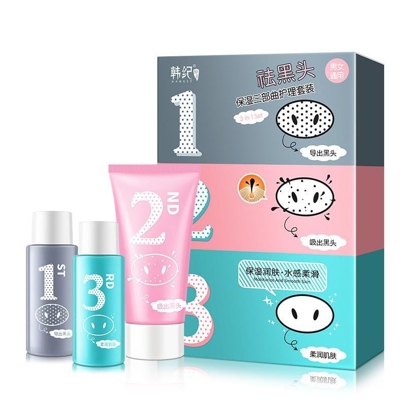 Набор для удаления черных точек Hankey Blackheads removing Moisturizing skincare 3в1 (104023)