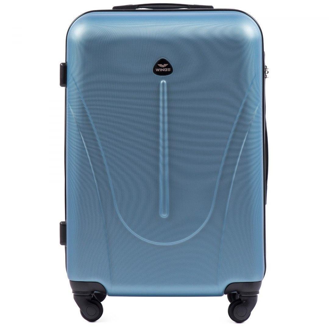 Валіза Wings 888 середня 66х42х27 см 58 л пластикова на 4 колесах Сріблясто-блакитний