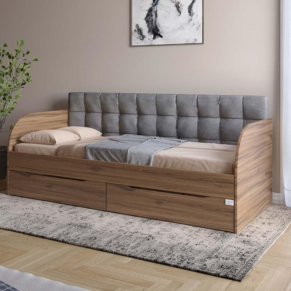 Кровать детская односпальная Lion Л-7 с ящиками и ламелями 90x200 см Дуб Ливорно (Lion-041091)