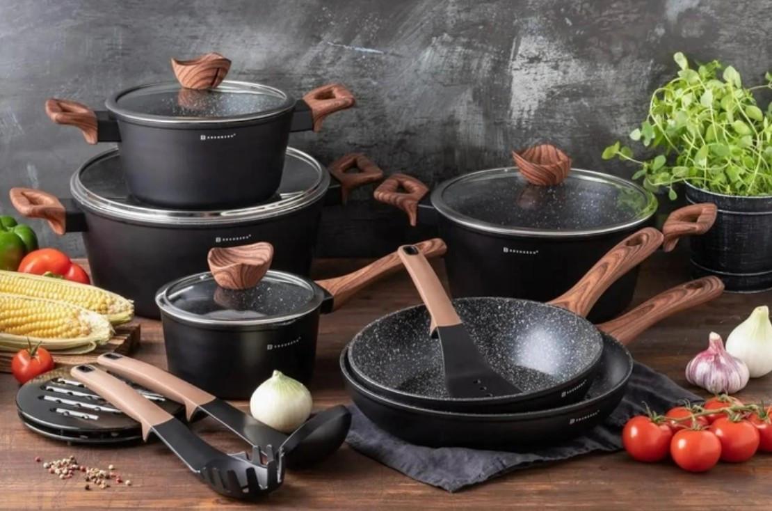 Набор кастрюль для индукционных плит с мраморным покрытием Edenberg EB-5616 15 пр.