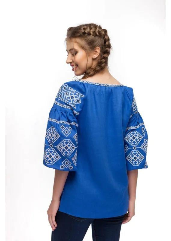 Вышиванка женская р. 56 Синий (672) - фото 2