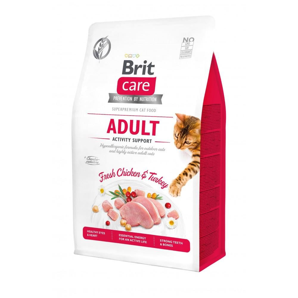 Корм сухий для дорослих котів Brit Care Cat GF Activity Support що живуть на вулиці індичка та курка 400 г (арт.171299)